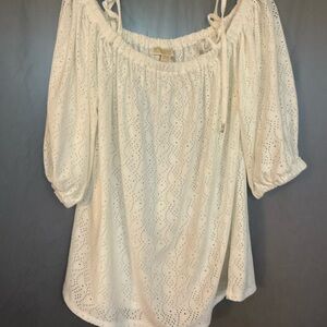 Michael Kors White Off-Shoulder Blouse Sz 1X NWOT